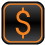 An orange dollar sign on a black background